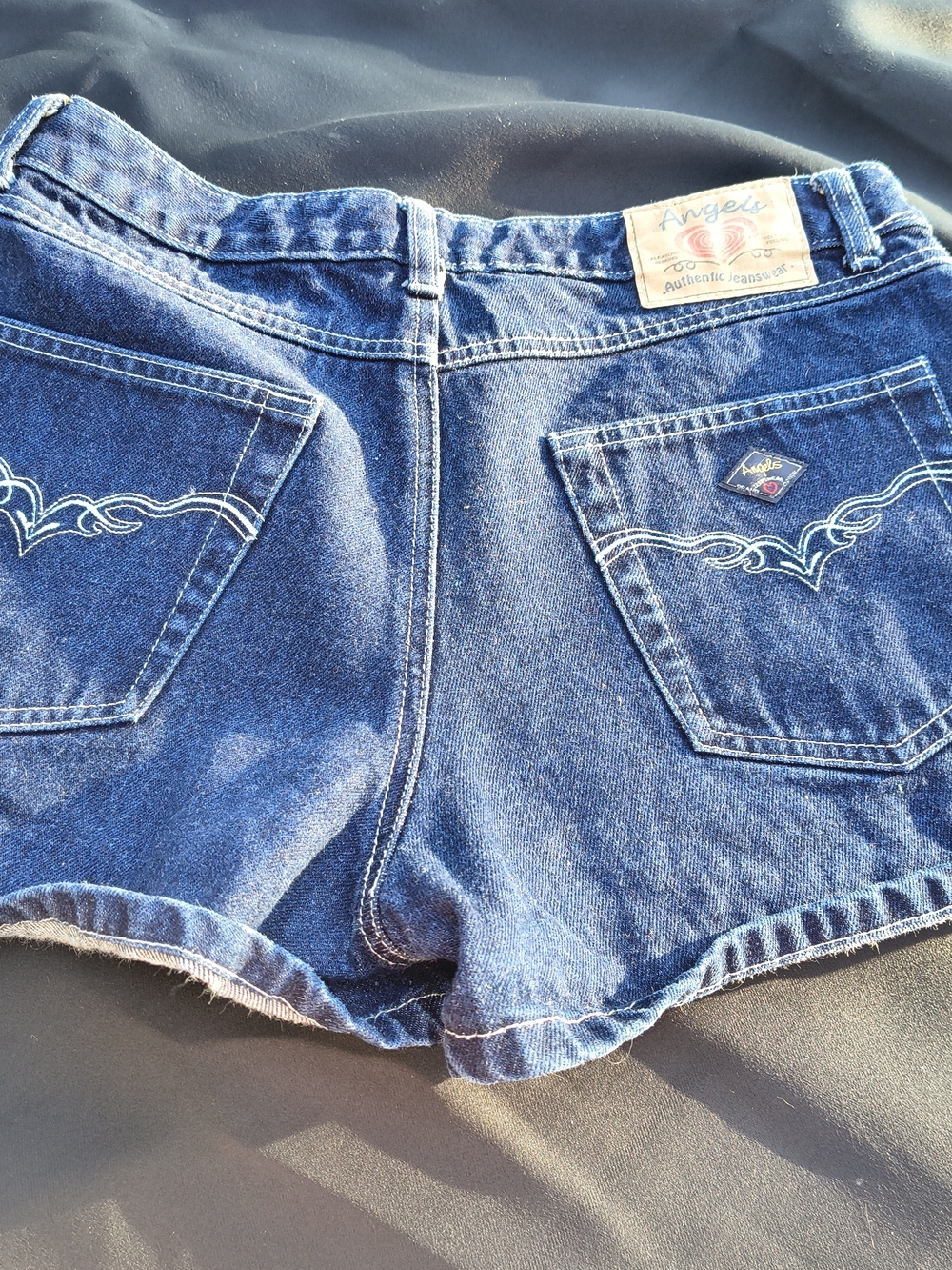 Angels Blue Denim Jean Shorts with White Stitching
